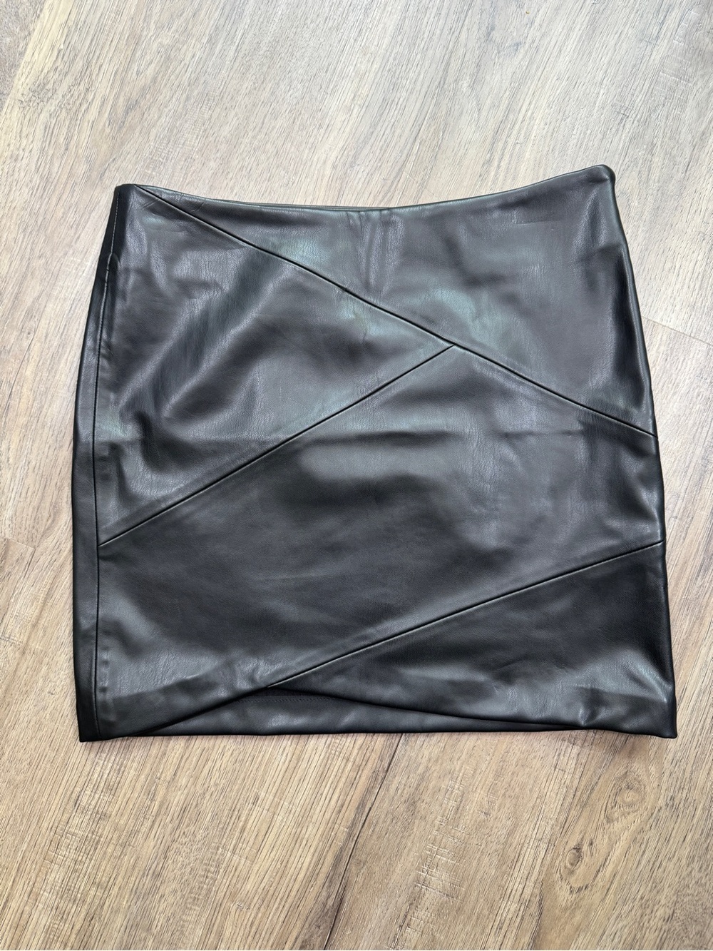 Zara Black Faux Leather Panel Mini Skirt - Brand New - Size Small